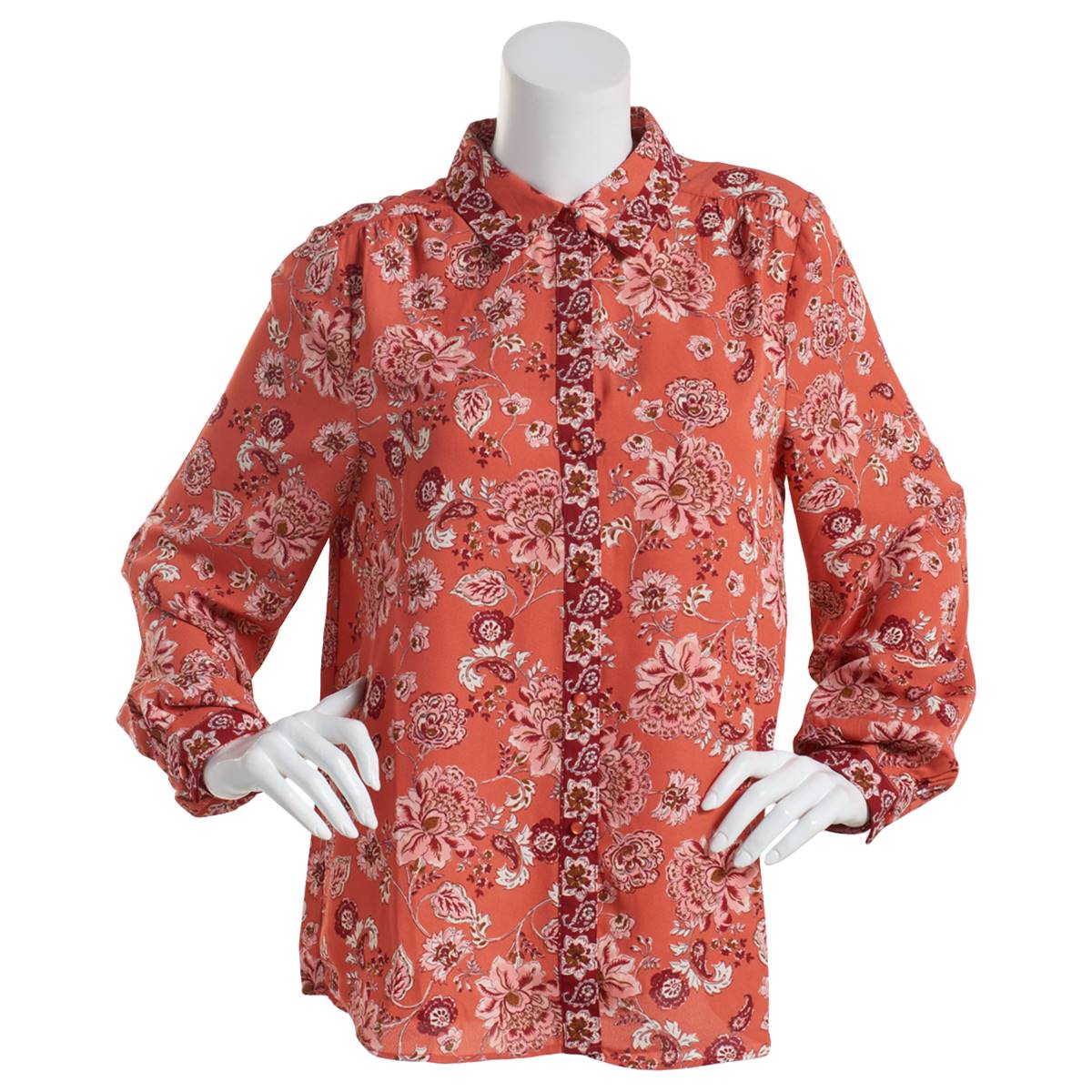 Womens Nanette Lepore Long Sleeve Floral Casual Button Down