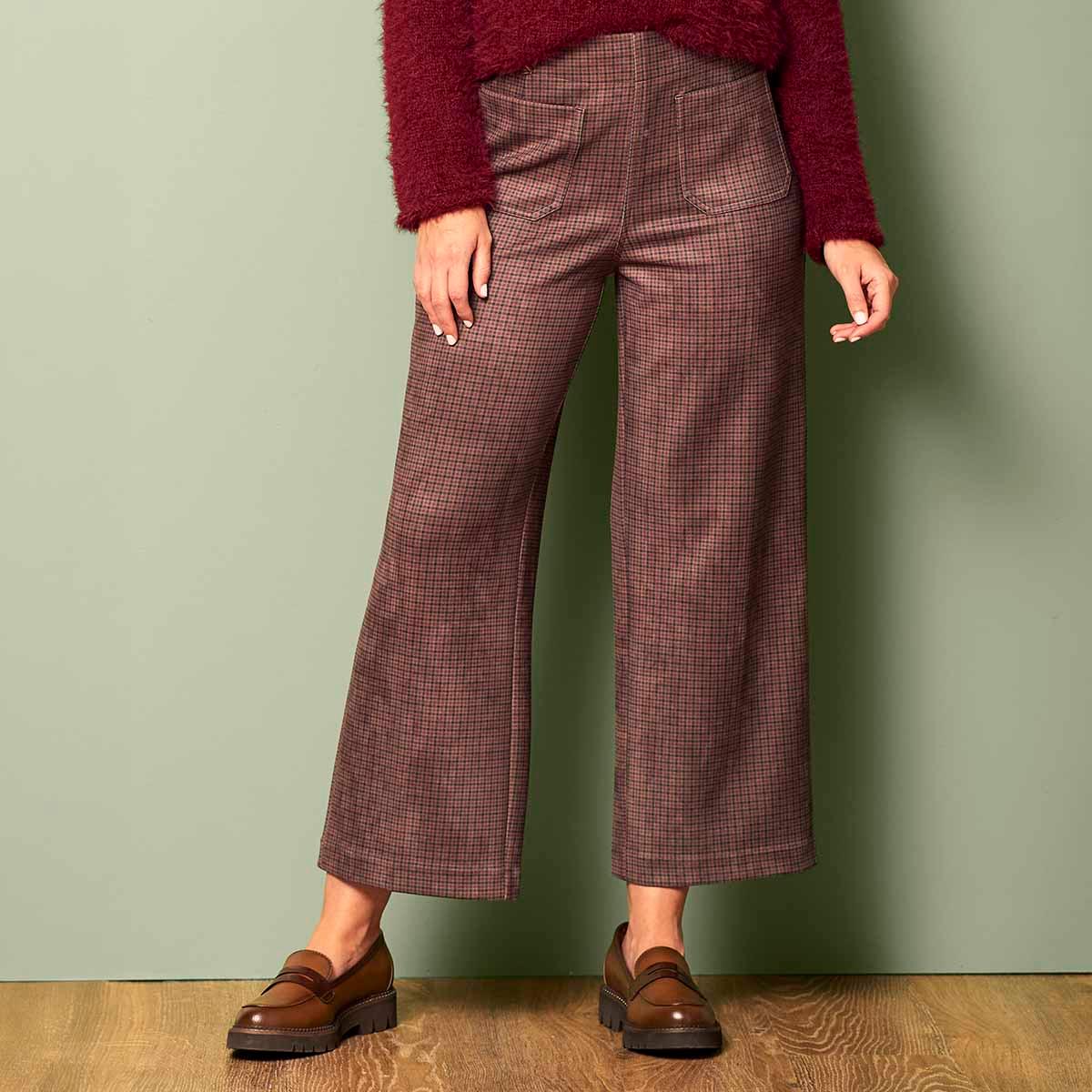 Plus Size Zac & Rachel Pull On Suede Plaid Patch Pocket Pants