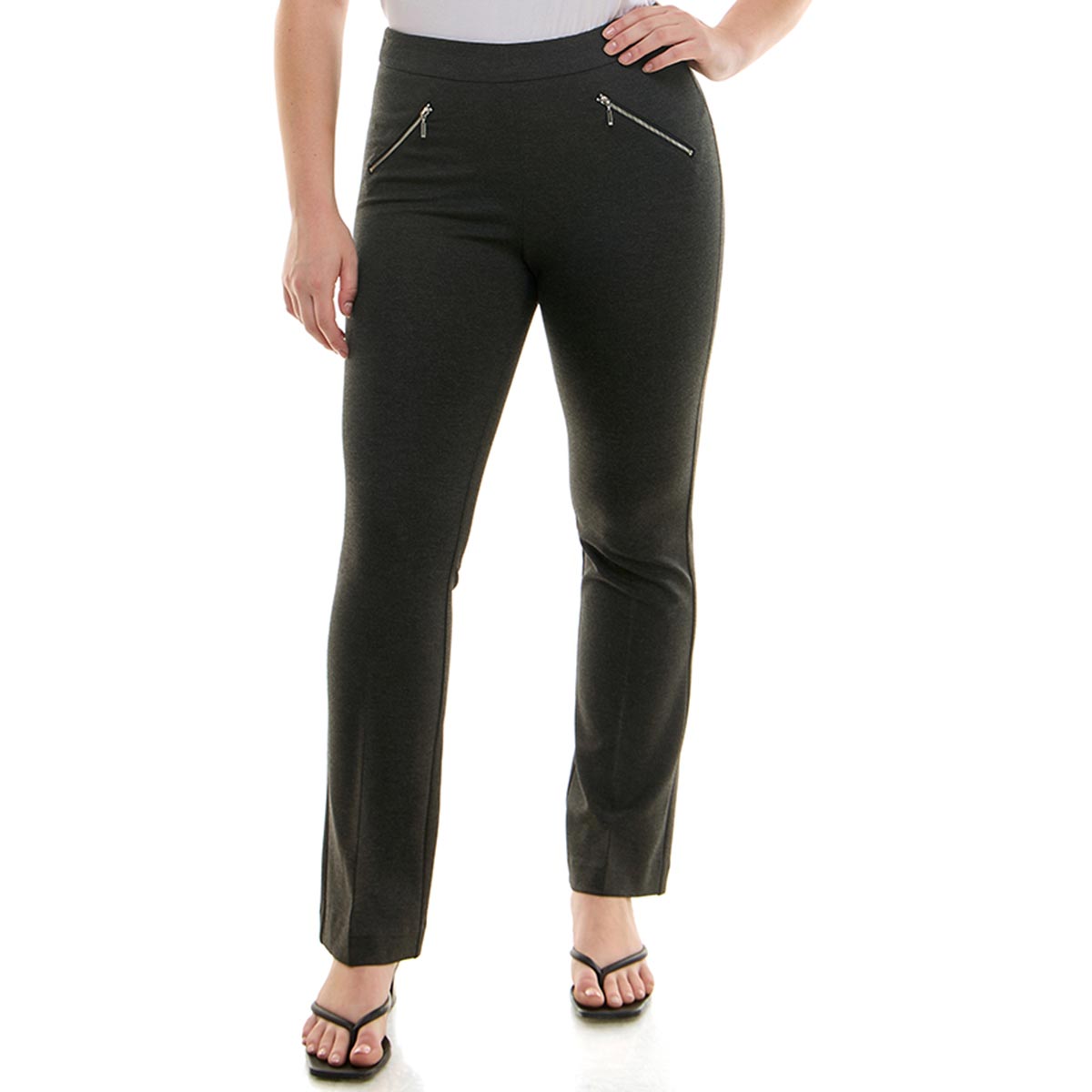 Womens Zac & Rachel Bootcut With Slanted Zipper Casual Pants