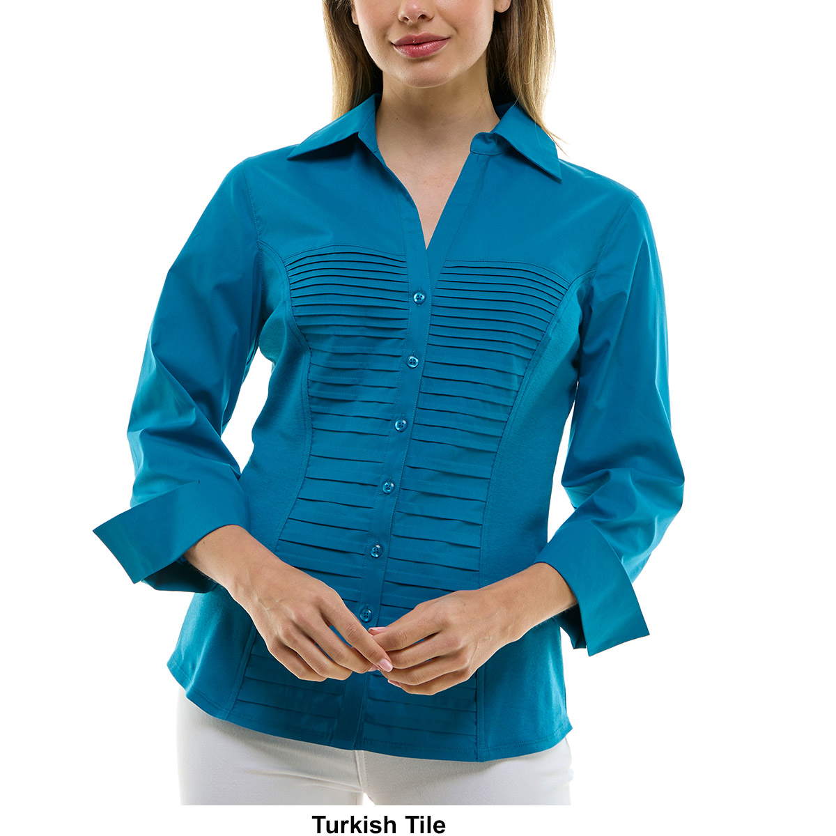 Womens Zac & Rachel Solid Knit To Fit Casual Button Down