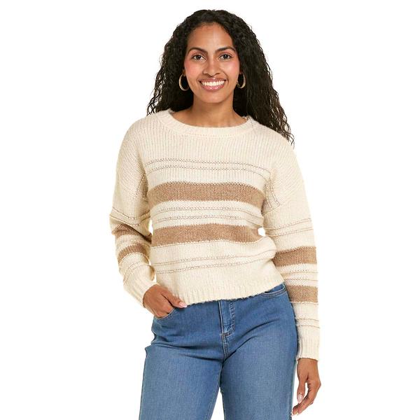 Womens Preswick & Moore(R) Long Sleeve Lurex Stripe Sweater