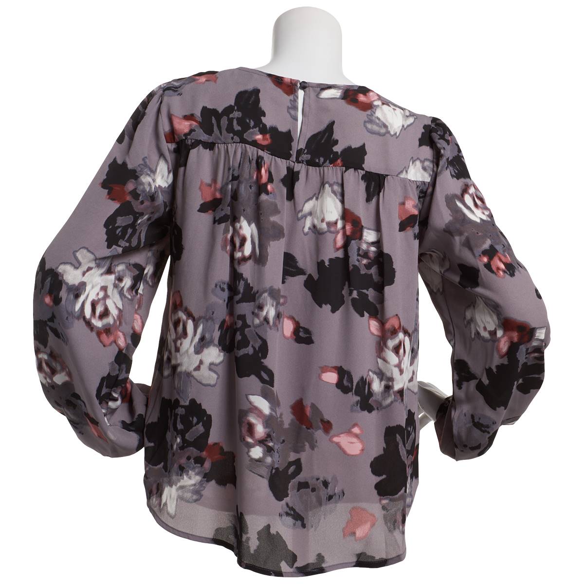 Petite Zac & Rachel Long Sleeve Floral Crepe Blouse