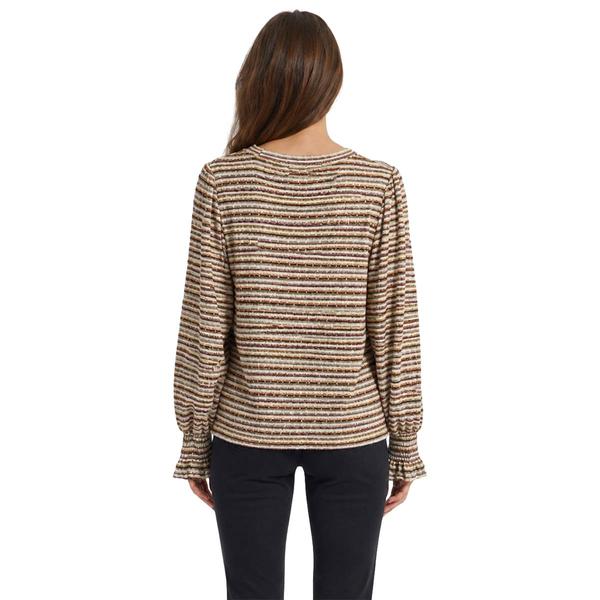 Petite Zac & Rachel Long Sleeve Smocked Sleeve Stripe Sweater alternate view