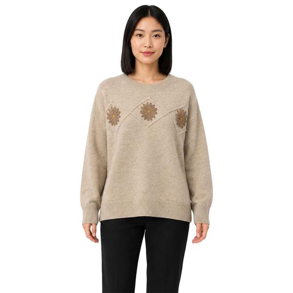Womens Zac & Rachel Long Sleeve Daisy Floral Sweater