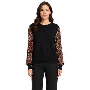 Womens Zac & Rachel Long Abstract Chiffon Sleeve Sweater