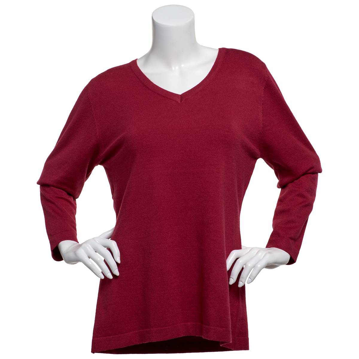 Womens Zac & Rachel Long Sleeve V-Neck Solid Pullover Top