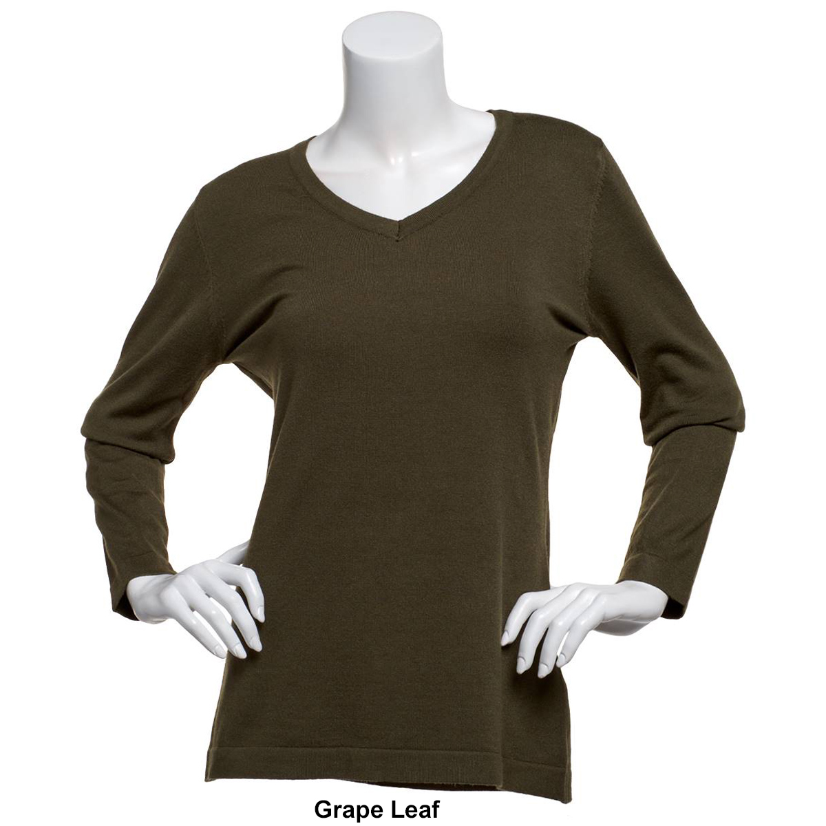 Womens Zac & Rachel Long Sleeve V-Neck Solid Pullover Top