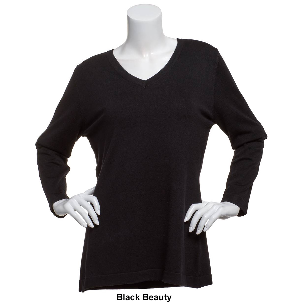 Womens Zac & Rachel Long Sleeve V-Neck Solid Pullover Top