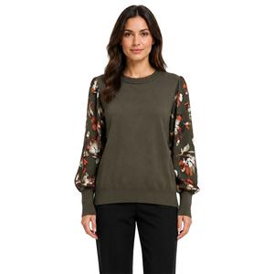 Petite Zac & Rachel Floral Bishop Sleeve Sweater