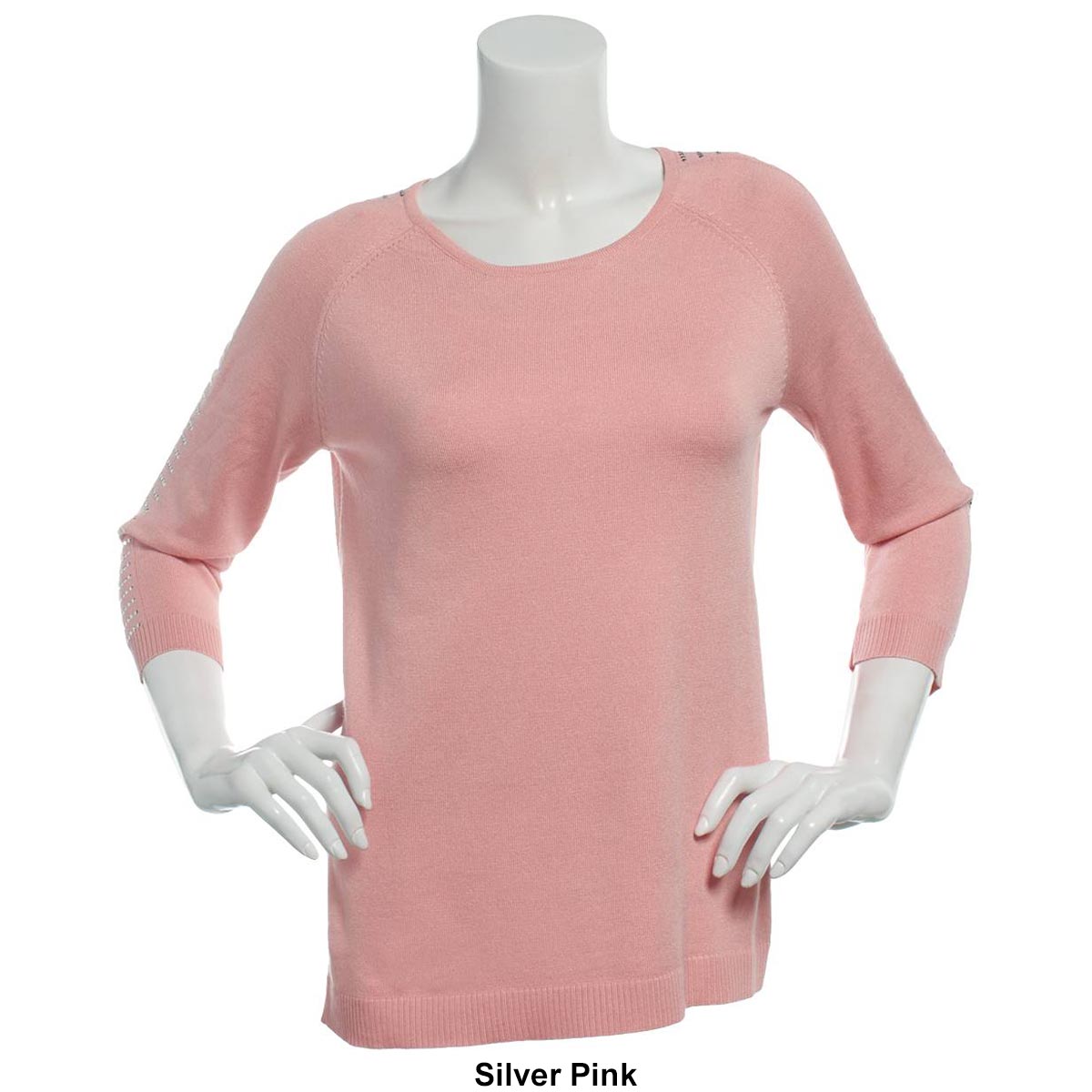 Petites Zac & Rachel 3/4 Studded Sleeve Heat Seal Sweater