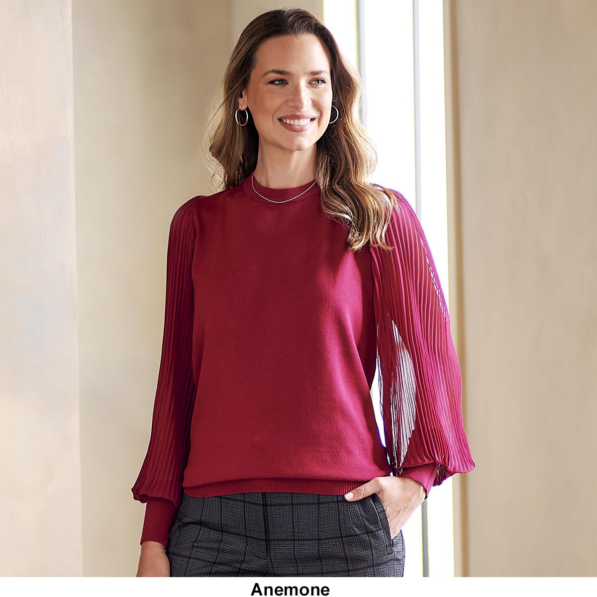 Petites Zac & Rachel Long Sleeve Chiffon Blouse