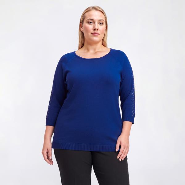 Plus Size Zac & Rachel 3/4 Sleeve Solid Silver Studded Sweater alternate view
