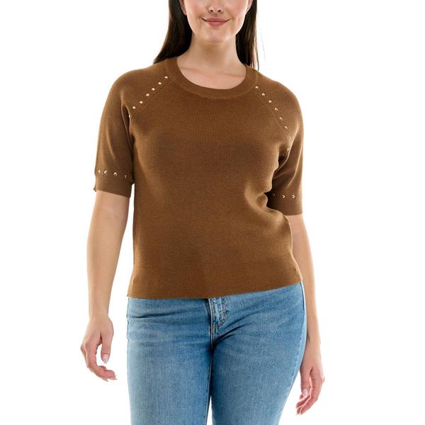 Womens Zac & Rachel Short Sleeve Stud Embellished Sweater alternate view