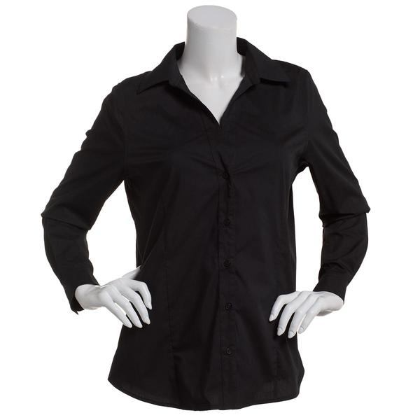 Womens Zac & Rachel Long Sleeve Solid Waitress Button Down