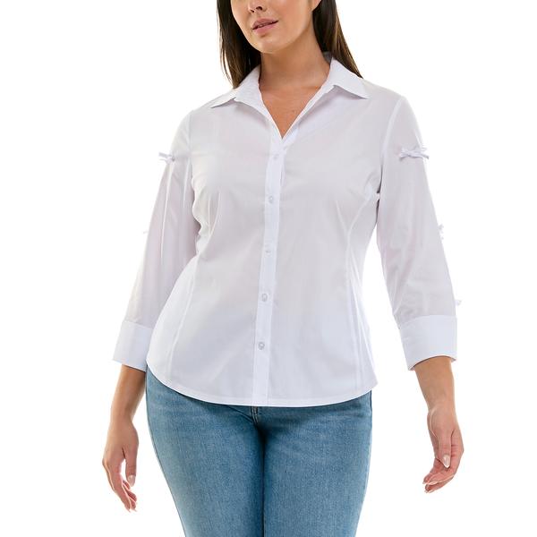 Womens Zac & Rachel 3/4 Bow Sleeve Casual Button Down