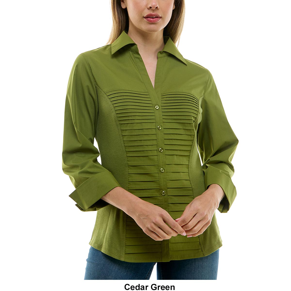 Womens Zac & Rachel Solid Knit To Fit Casual Button Down