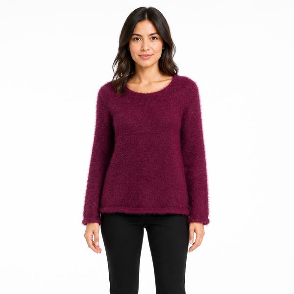 Womens Zac & Rachel Long Sleeve Eyelash Crew Neck Sweater
