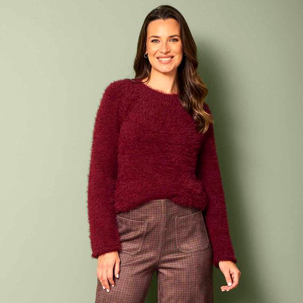 Petite Zac & Rachel Long Sleeve Eyelash Crew Neck Sweater