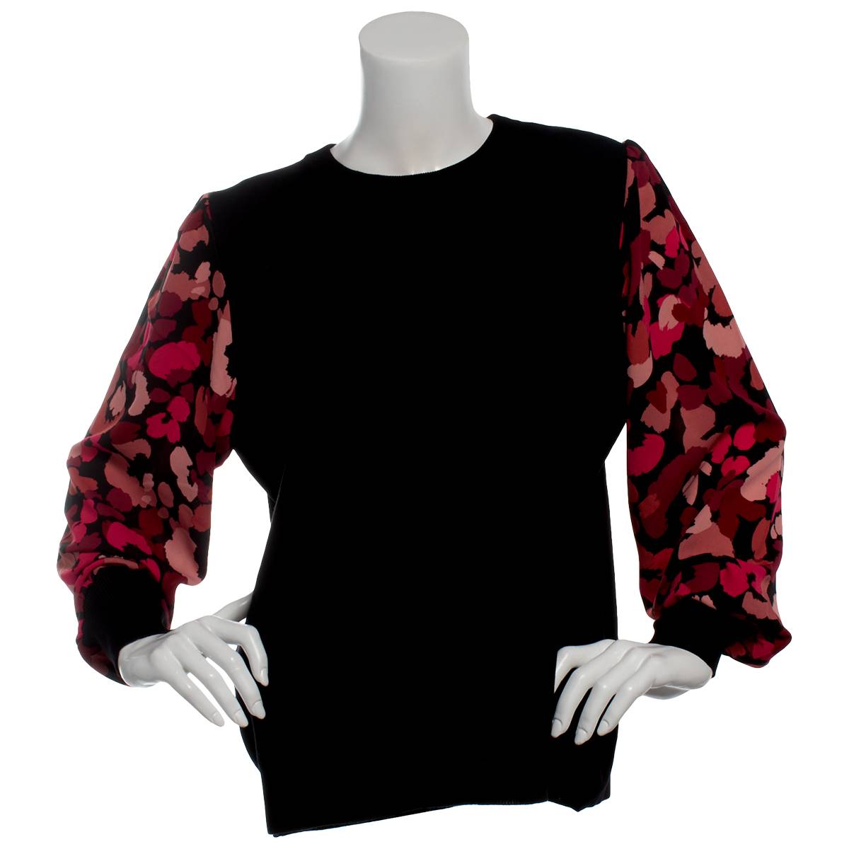 Womens Zac & Rachel Long Abstract Sleeve Mixed Media Blouse