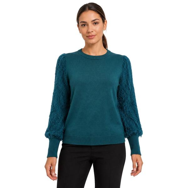 Womens Zac & Rachel Long Textured Sleeve Solid Sweater