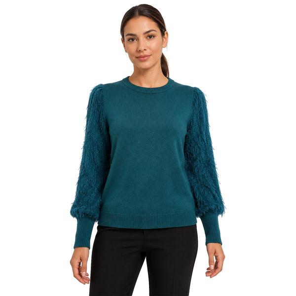 Womens Zac & Rachel Long Textured Sleeve Solid Sweater alternate view