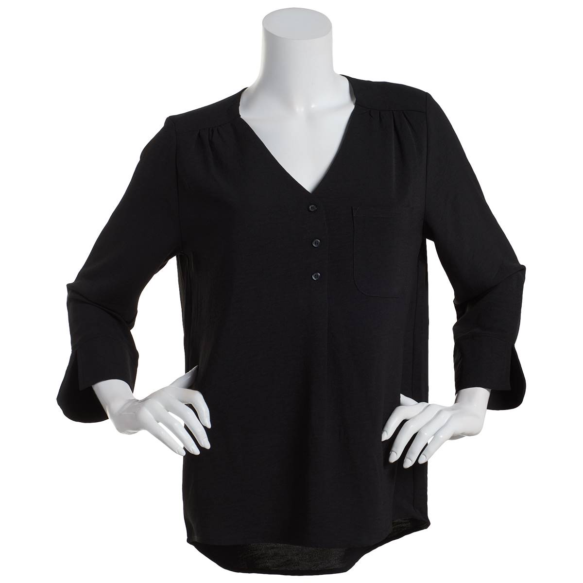 Womens Zac & Rachel Crinkled Crepe V-Neck Blouse