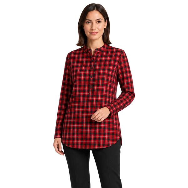 Womens Zac & Rachel Long Sleeve Half Button Down Plaid Blouse