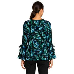 Womens Zac & Rachel Ruched Tie Sleeve Leaf Blouse alternate view