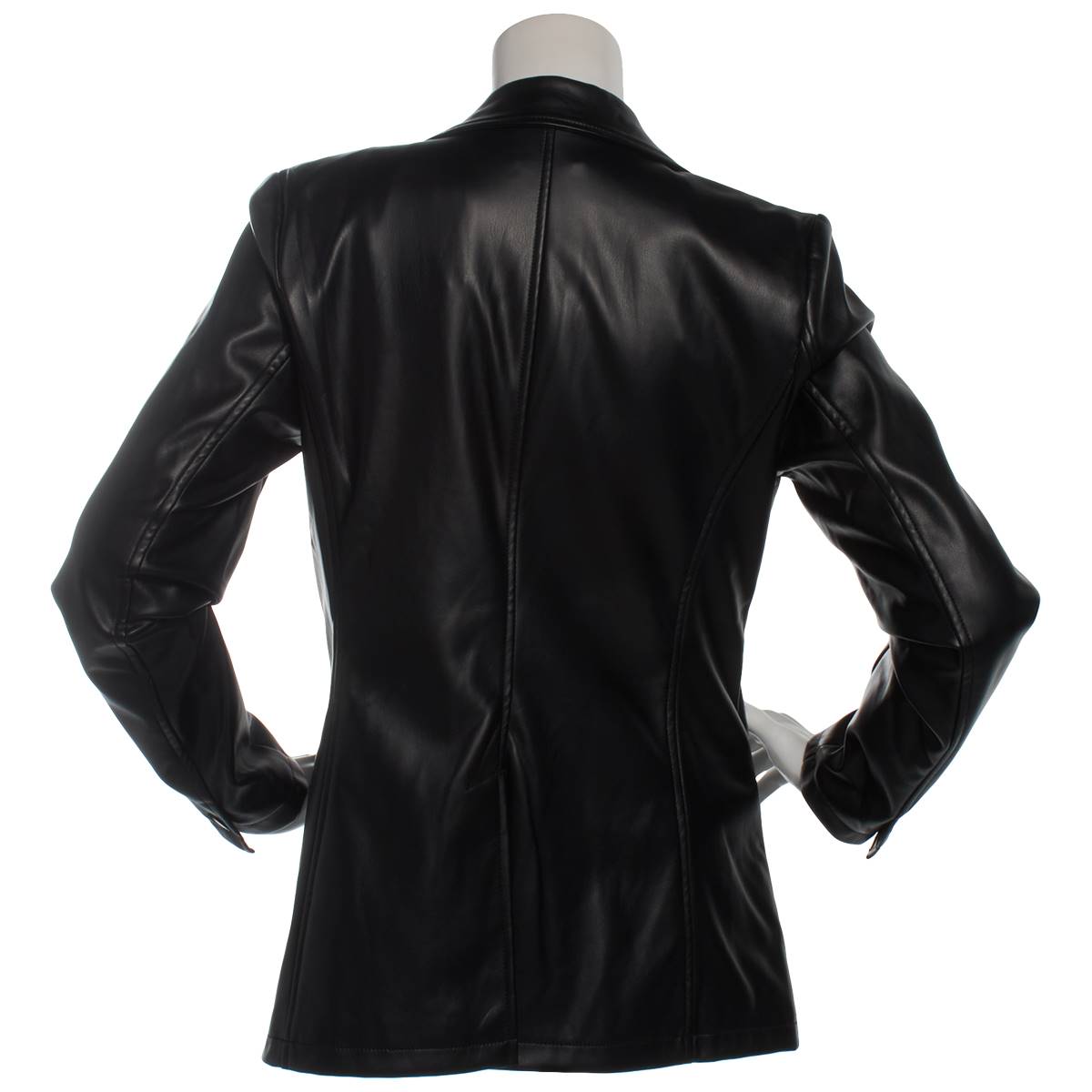 Womens Nicole Miller One Button Vegan Leather Jacket