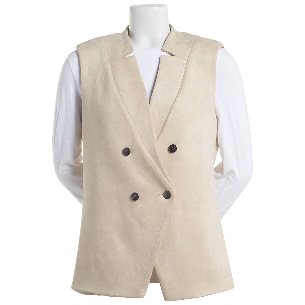 Womens Nicole Miller New York Suede Double Breasted Vest