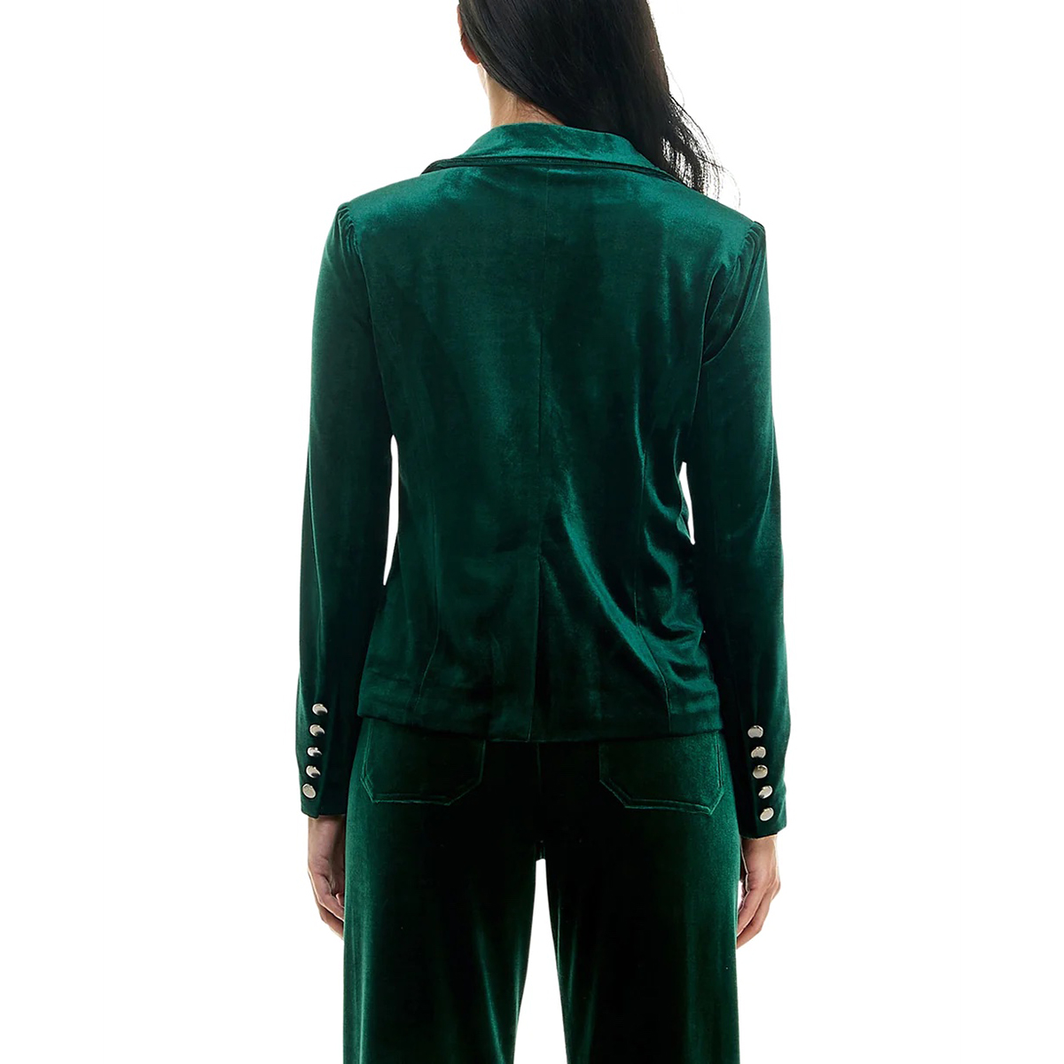 Womens Nicole Miller Long Sleeve Two Pocket Velvet Jacket