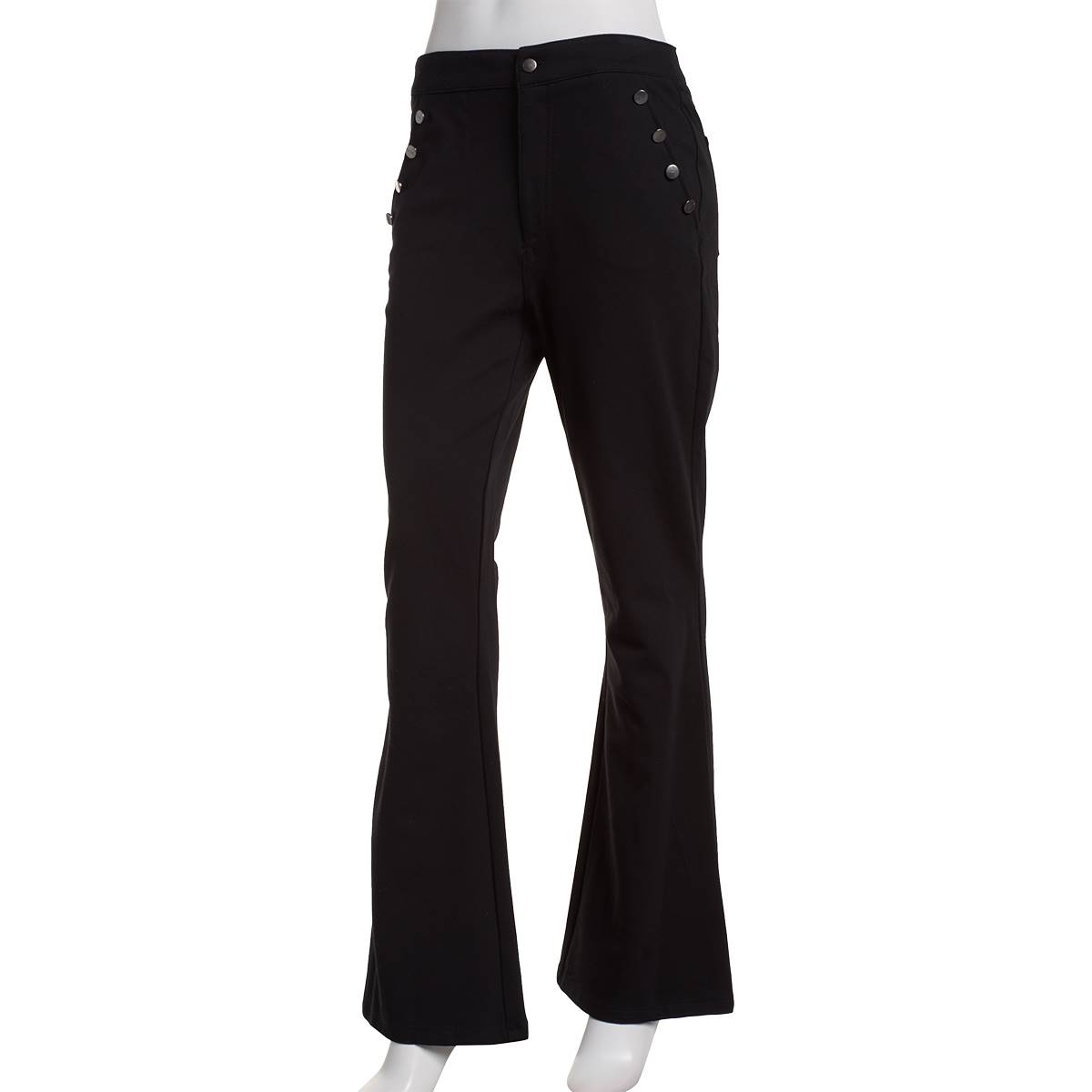 Womens Nicole Miller Wonder Ponte Wide Leg Button Pocket Pants