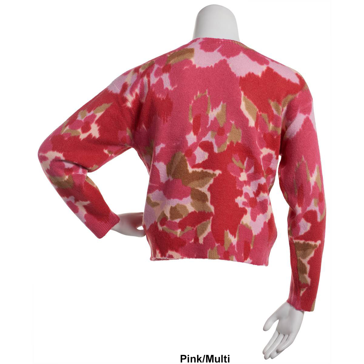 Womens Nicole Miller Long Sleeve Crew Neck Floral Sweater