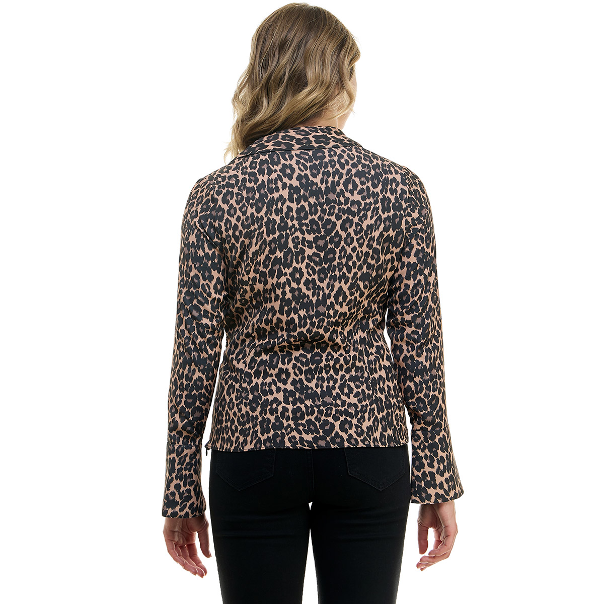 Womens Nicole Miller New York Gathered Front Cheetah Blouse