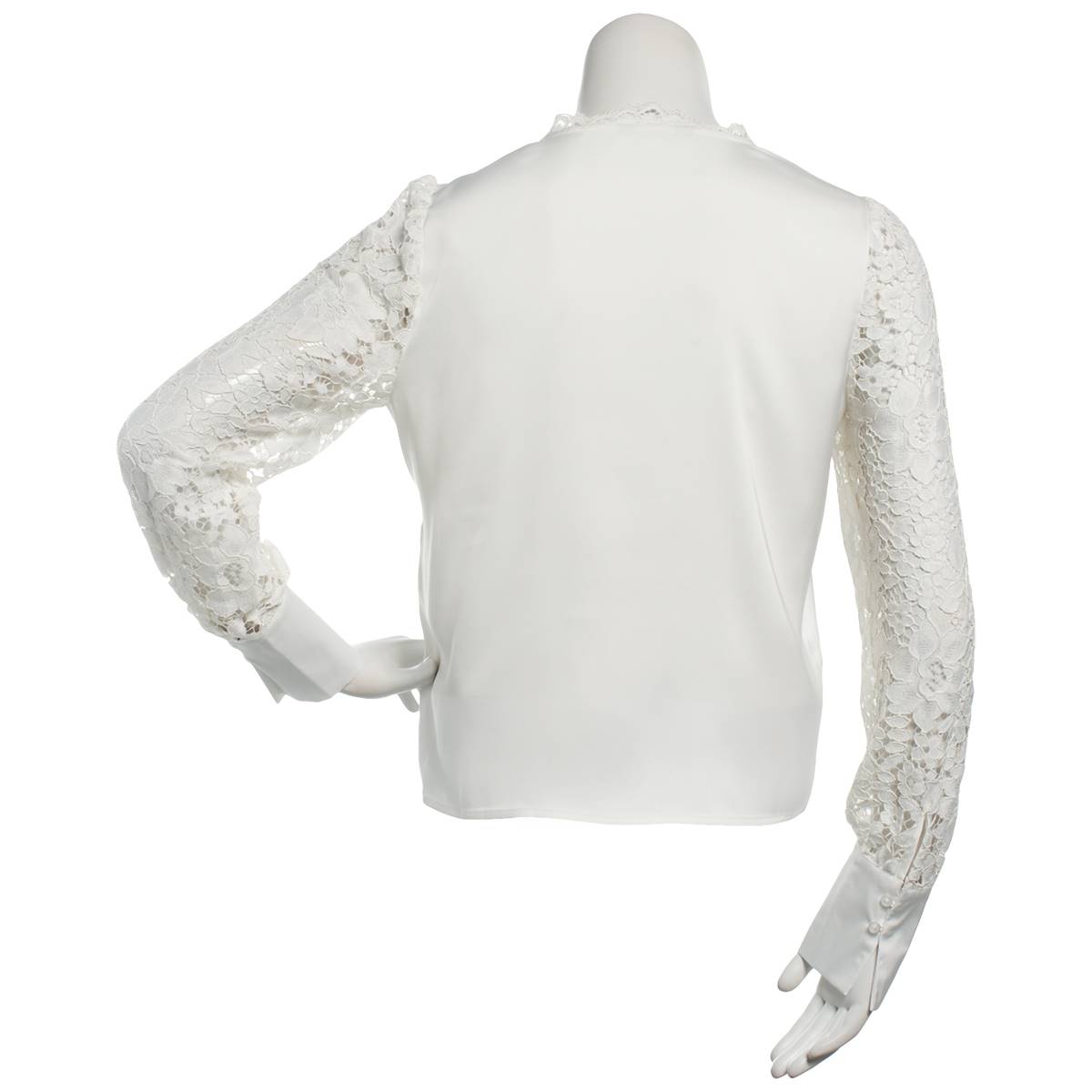 Womens Nicole Miller Long Lace Sleeve & V-Neck Solid Blouse