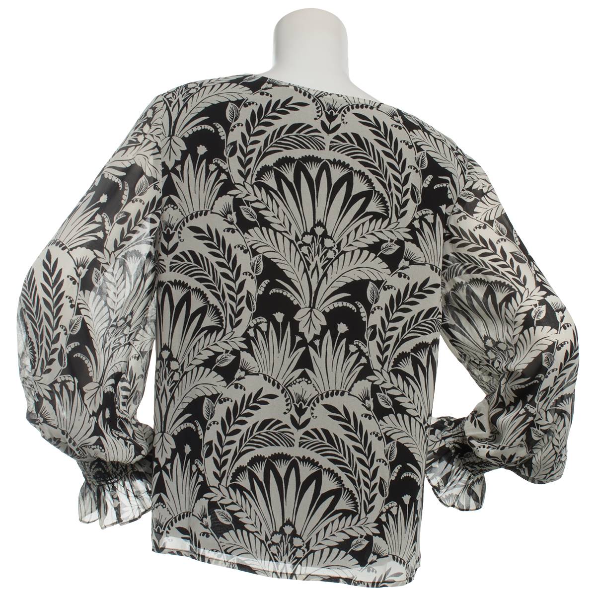 Womens Nicole Miller Long Sleeve Floral Chiffon Pullover Blouse