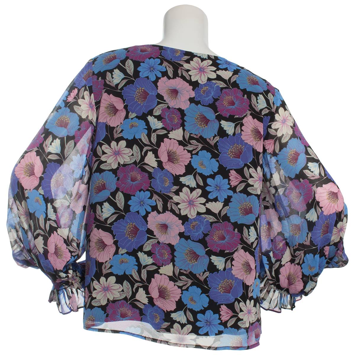 Womens Nicole Miller Long Sleeve Floral V-Neck Blouse