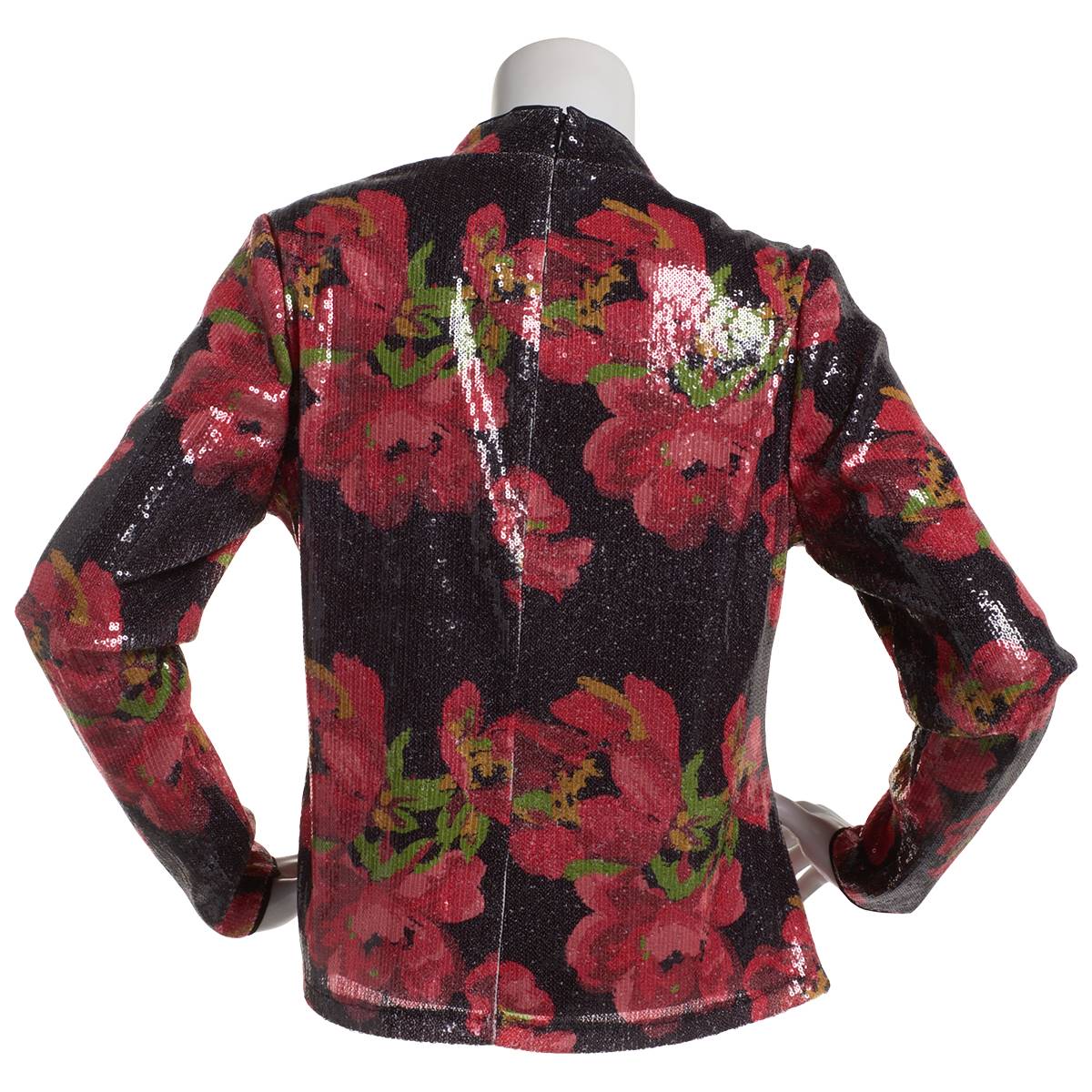 Womens Nicole Miller Long Sleeve Mock Neck Floral Sequin Blouse