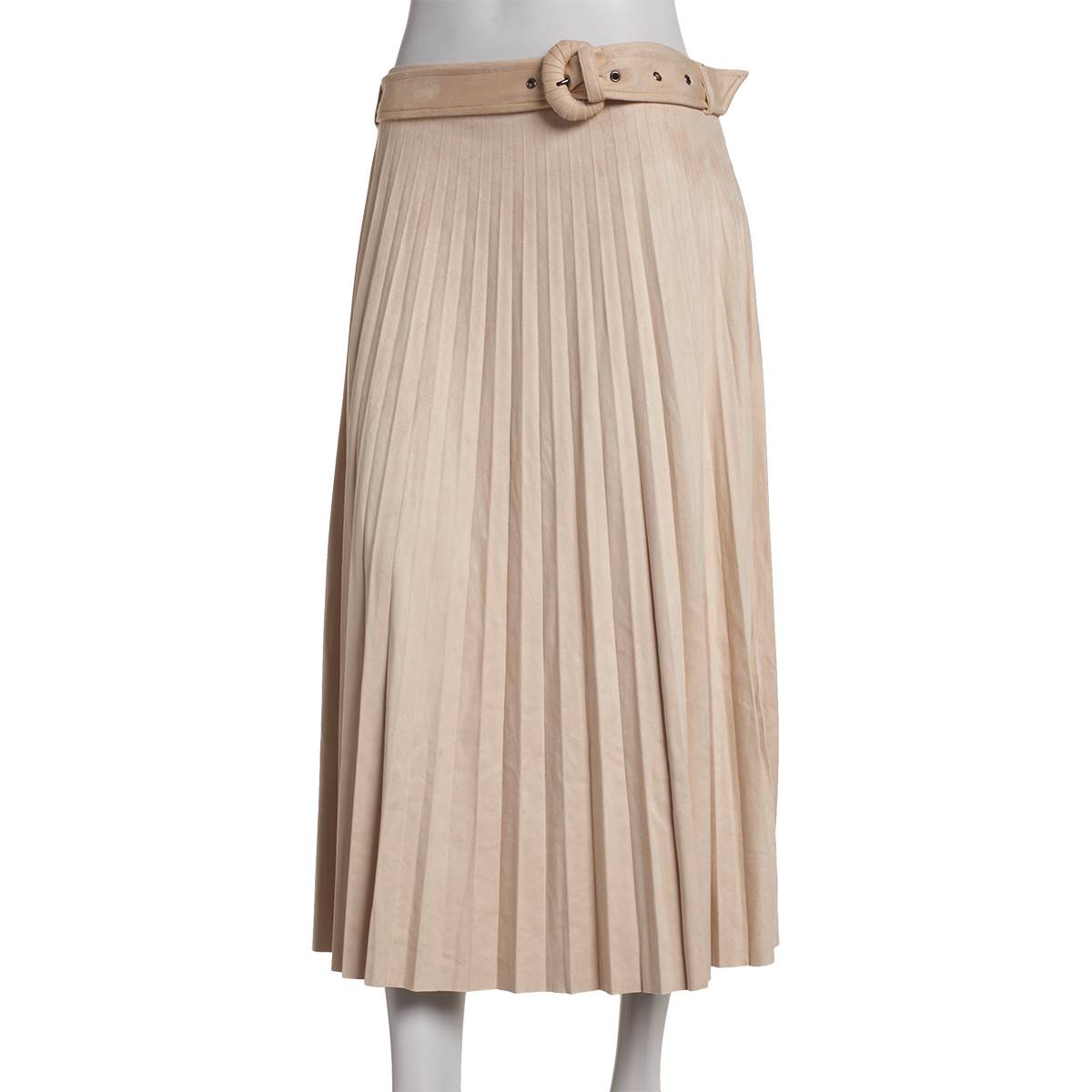 Womens Nicole Miller Light Weight Suede Belted Pleat Skirt