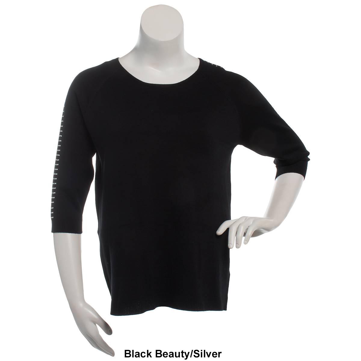 Petites Zac & Rachel 3/4 Studded Sleeve Heat Seal Sweater