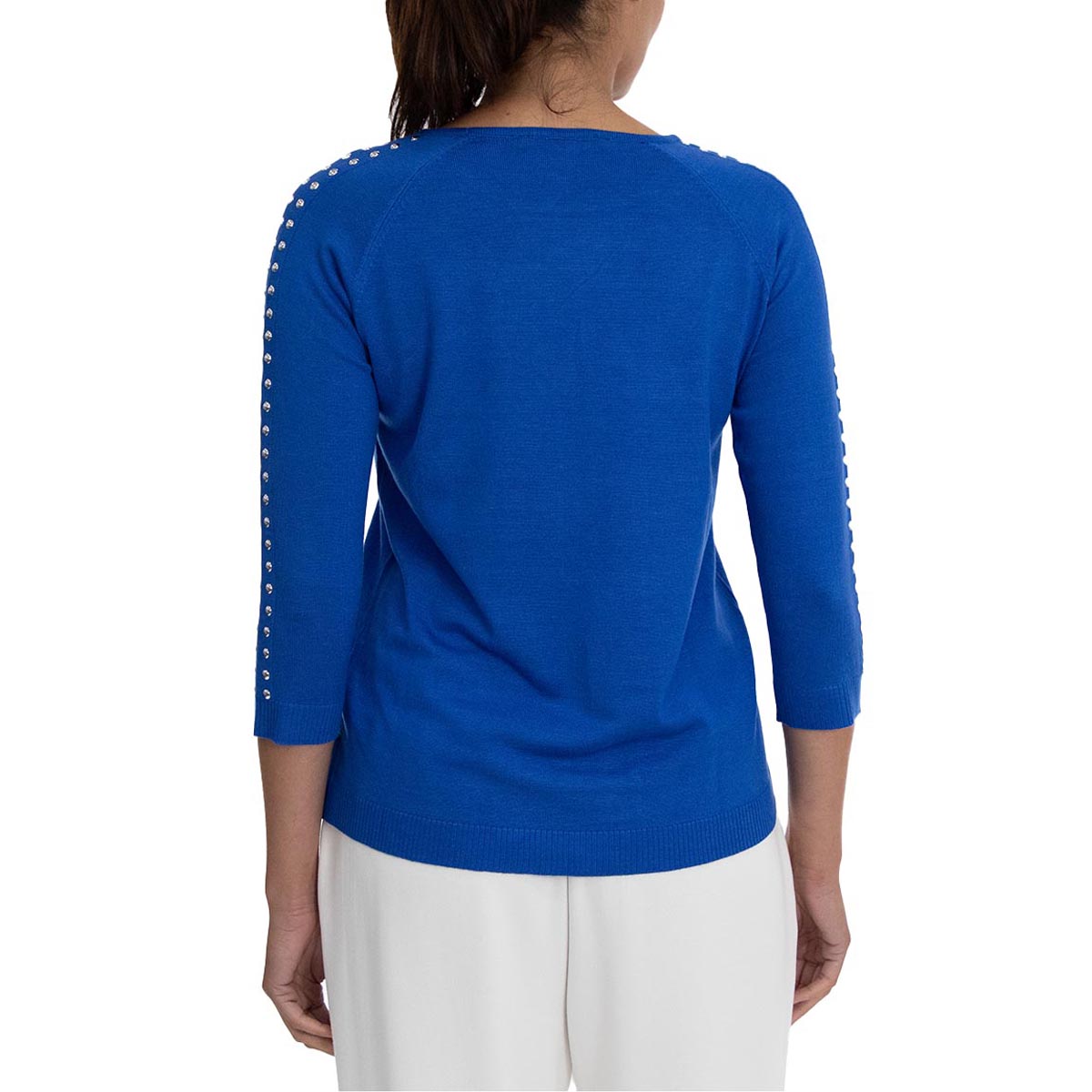 Petite Zac & Rachel 3/4 Sleeve Stud Accent Details Sweater