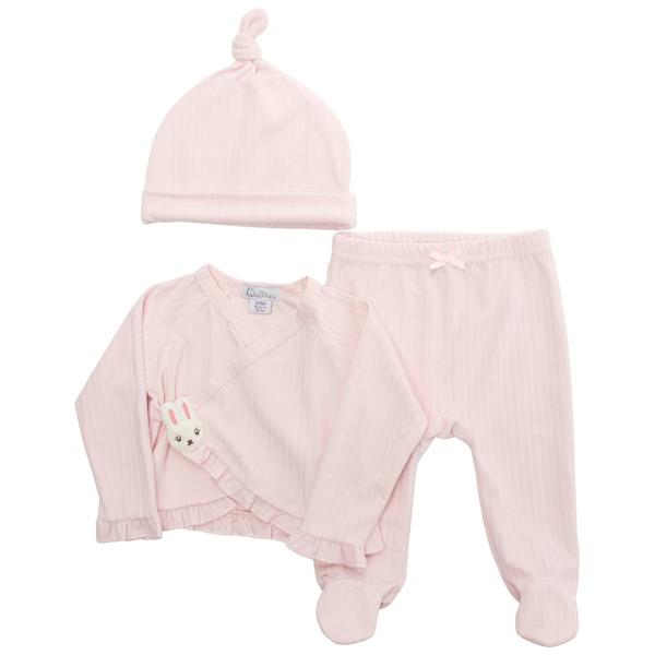Baby Girl (NB-9M) Quiltex Bunny 3pc. Take Me Home Set