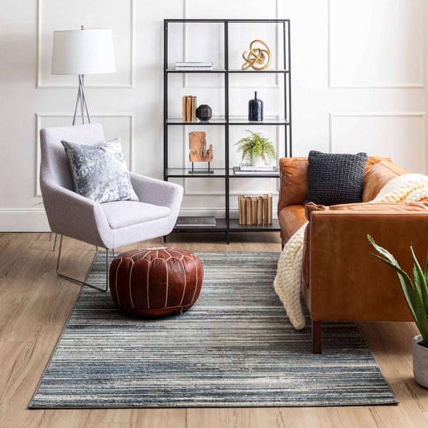 Mohawk Home Furie Stripe Grey/Dark Blue Large Area Rug alternate view