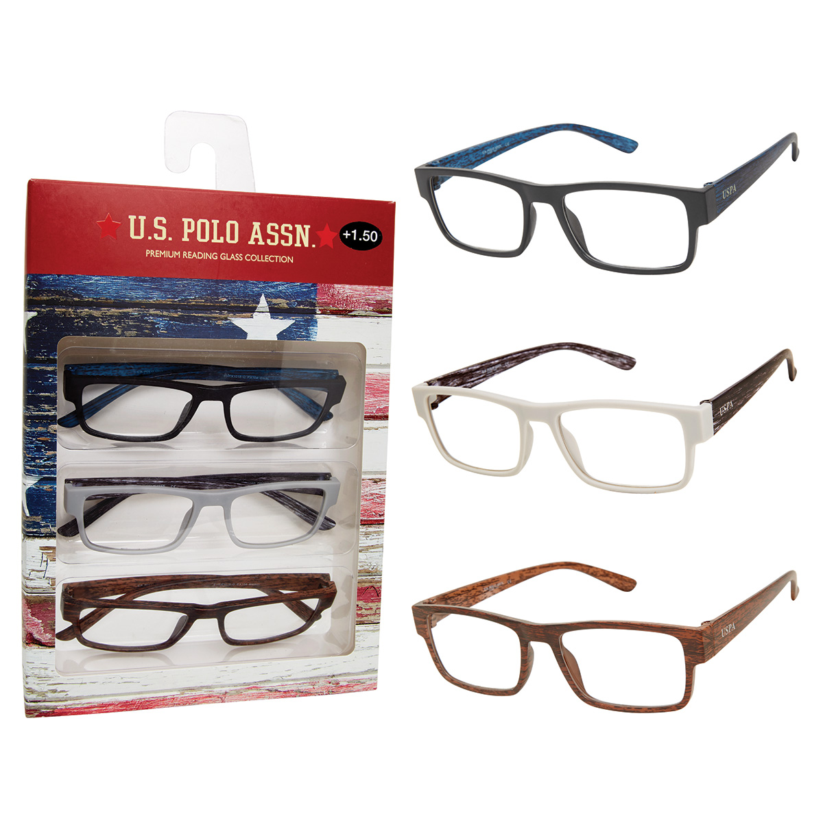 Mens U.S. Polo Assn.(R) 3pk. Reader Glasses