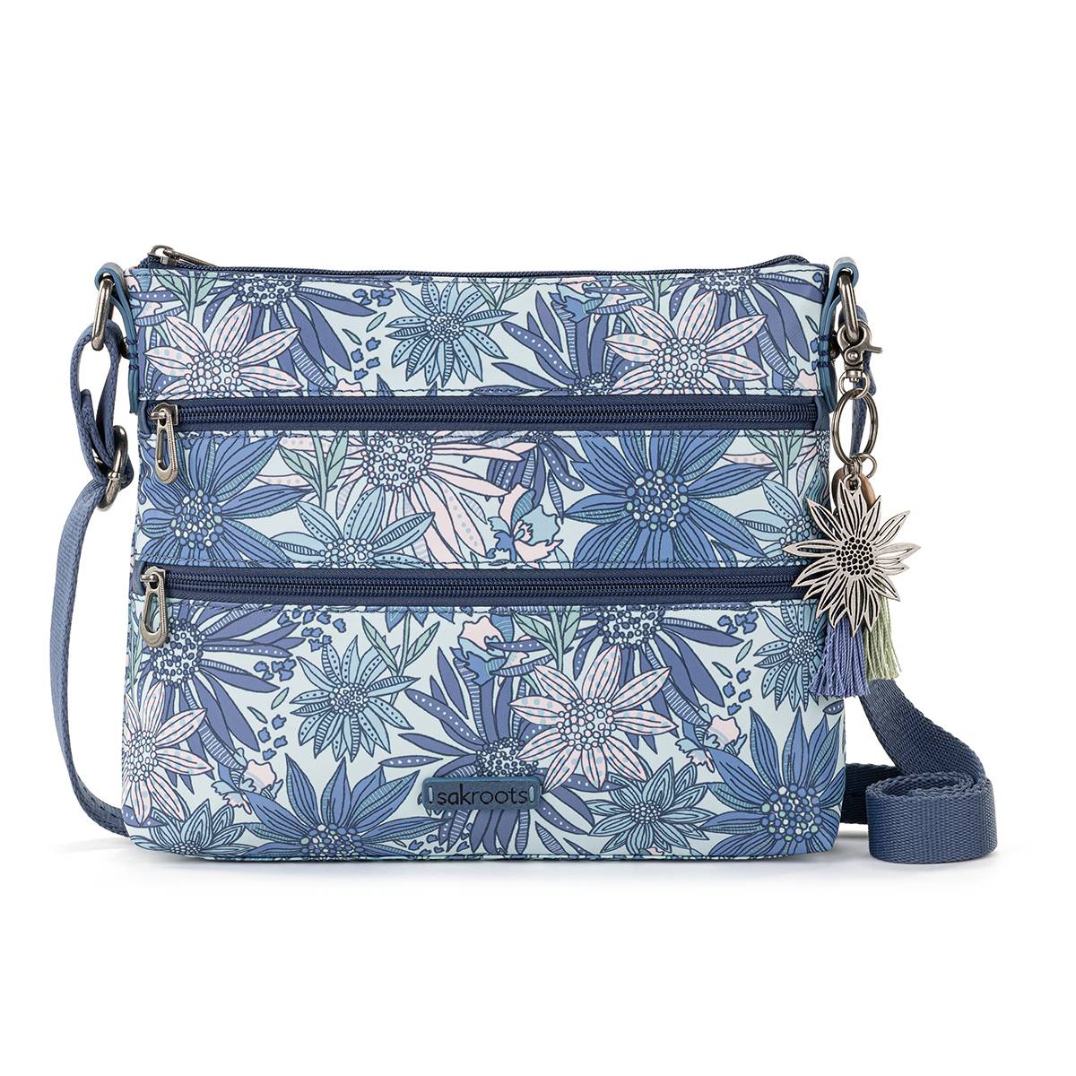 Sakroots Basic Denim Floral Crossbody