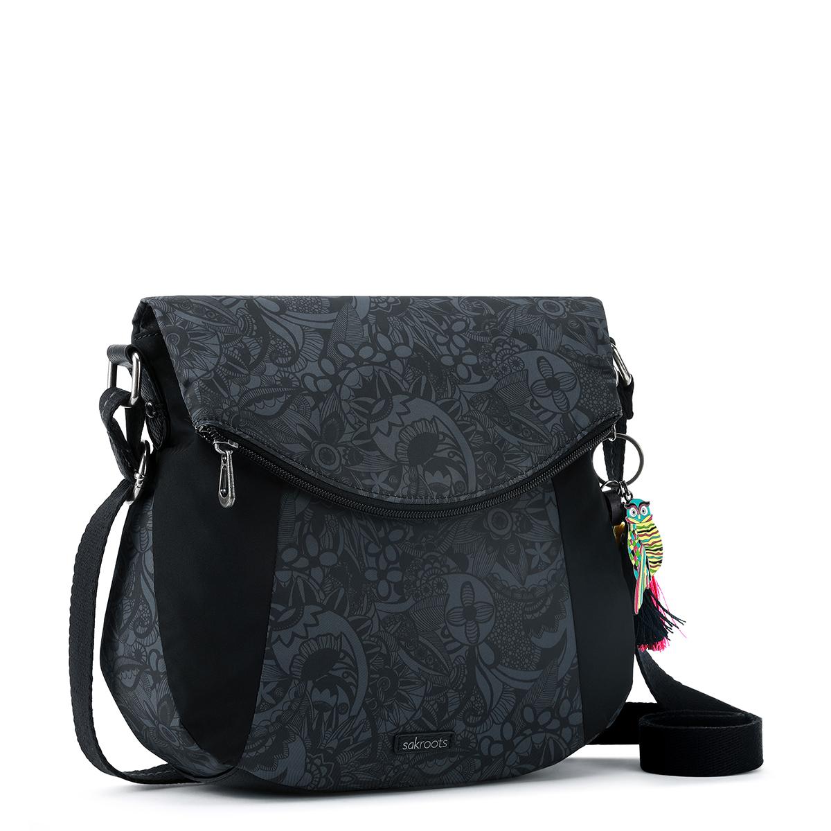 Sakroots Fold-Over Nylon Crossbody - Black Spirit Desert