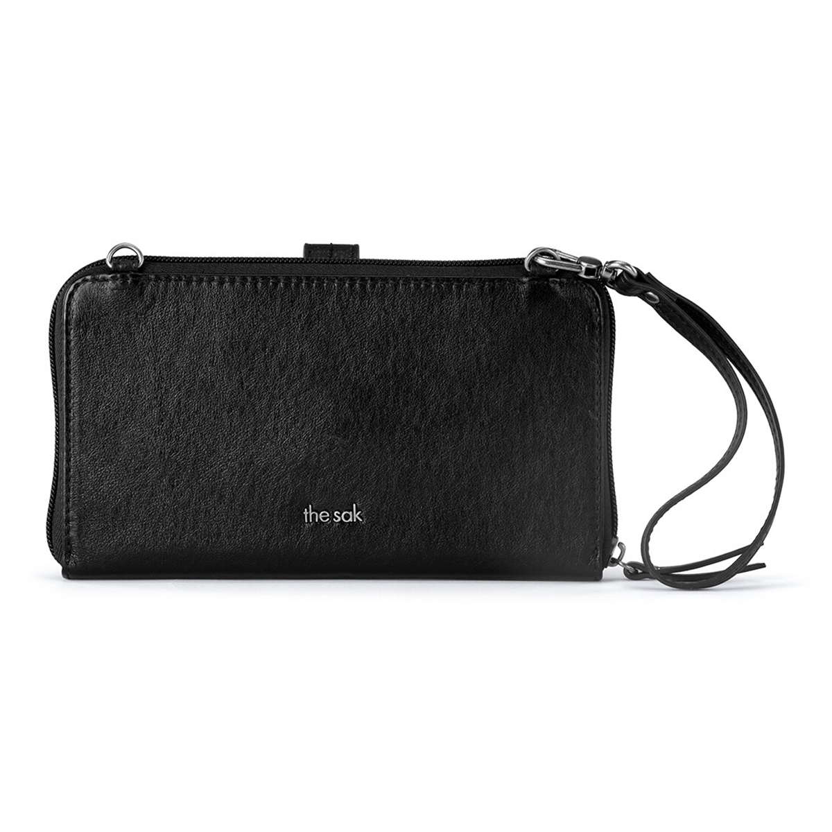 Womens The Sak Black Leaf Embossed Smartphone Wristlet