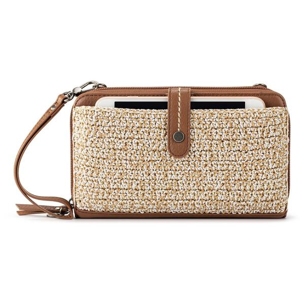 The Sak Iris Large Crochet Smartphone Crossbody - Bamboo Static