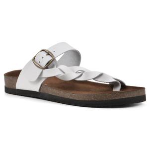 Womens White Mountain Crawford Leather Flip Flops