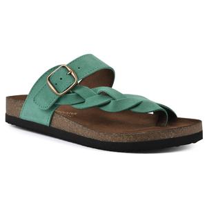 Womens White Mountain Crawford Suede Footbed Sandals